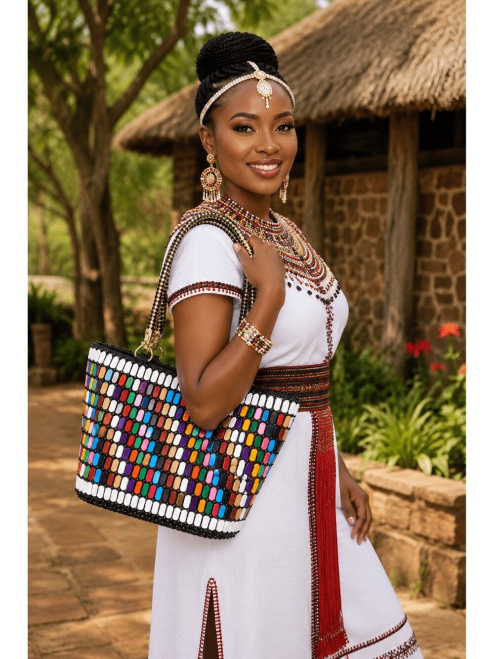 Safari Mosaic Kiondo Tote Ivory Jubilee